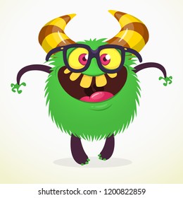 Funny cartoon monster with eyeglasses