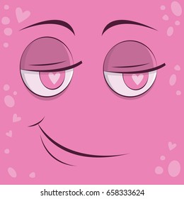 Funny cartoon monster face. Emotion illustration