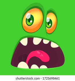 Funny cartoon monster face expression. Vector monster avatar