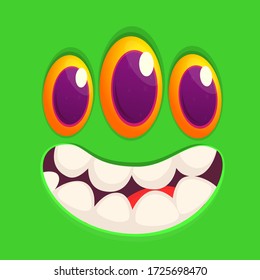 Funny cartoon monster face expression. Vector monster avatar