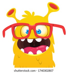 Funny cartoon monster face expression. Vector monster avatar