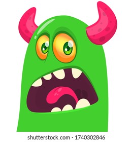 Funny cartoon monster face expression. Vector monster avatar