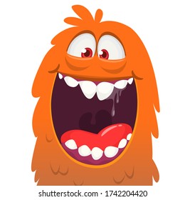 Funny cartoon monster face expression. Vector monster avatar