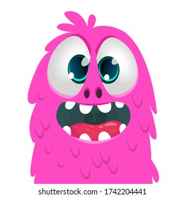 Funny cartoon monster face expression. Vector monster avatar
