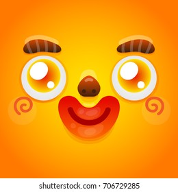 Funny cartoon monster face, Halloween orange monster avatar, mask, smiley, vector.