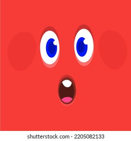 Funny cartoon monster face. Illustration of cute and happy alien creature expression. Halloween design. Great for party decoration or package design