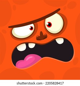 Funny Cartoon Monster Face Illustration Cute Stock Vector (Royalty Free ...