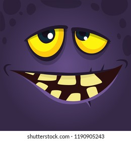 Funny cartoon monster face. Vector Halloween illustration