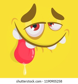 Funny cartoon monster face. Vector Halloween illustration