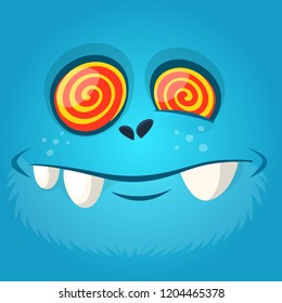 Funny cartoon monster face. Vector Halloween illustration