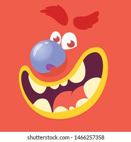 Funny cartoon monster face Vector Halloween monster avatar
