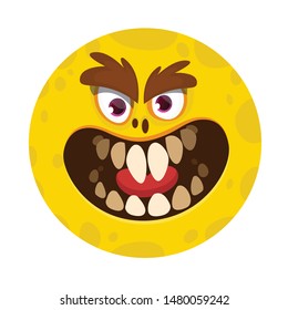 Funny cartoon monster face. Vector monster avatar