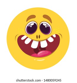 Funny cartoon monster face. Vector monster avatar
