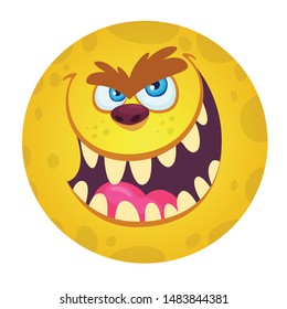 Funny cartoon monster face. Vector monster avatar