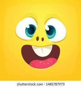 Funny cartoon monster face. Vector Halloween monster square avatar
