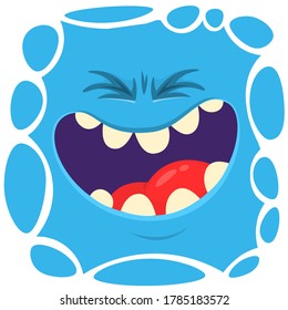 Funny cartoon monster face. Vector Halloween monster square avatar