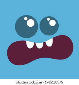 Funny cartoon monster face. Vector Halloween monster square avatar
