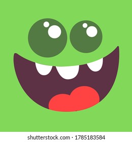 Funny cartoon monster face. Vector Halloween monster square avatar