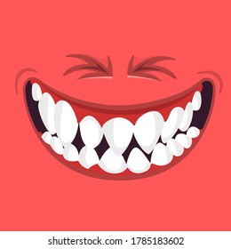 Funny cartoon monster face. Vector Halloween monster square avatar