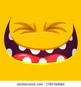 Funny cartoon monster face. Vector Halloween monster square avatar