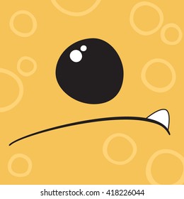 Funny cartoon monster face. Vector illustration.