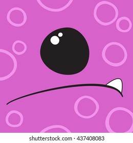 Funny cartoon monster face. Vector illustration.