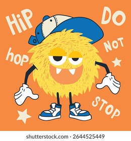 Funny Cartoon Monster Hand Drawn Vector Illustration