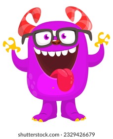 Funny cartoon monster. Happy smile day cute design. Vector illustration