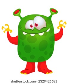 Funny cartoon monster. Happy smile day cute design. Vector illustration