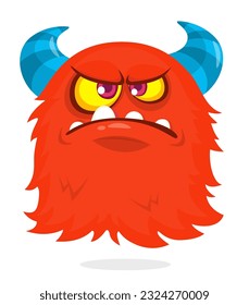 Funny cartoon monster illustration. Angry face expression