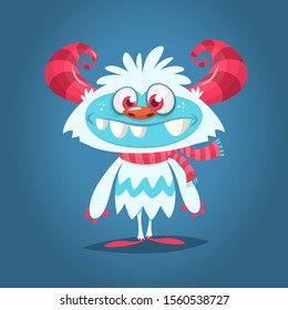 Funny cartoon monster illustration. Bigfoot or yeti charater design