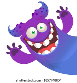 Funny cartoon monster. Illustration of cute monster creature. Halloween design