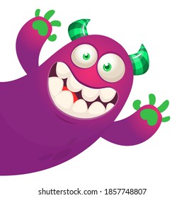 Funny cartoon monster. Illustration of cute monster creature. Halloween design