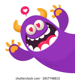 Funny cartoon monster. Illustration of cute monster creature. Halloween design