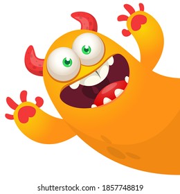 Funny cartoon monster. Illustration of cute monster creature. Halloween design