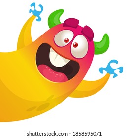 Funny cartoon monster. Illustration of cute monster creature. Halloween design