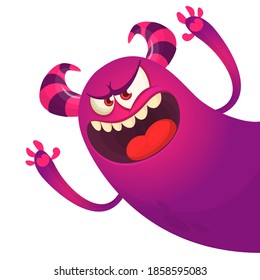 Funny cartoon monster. Illustration of cute monster creature. Halloween vector design