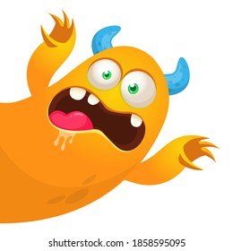 Funny cartoon monster. Illustration of cute monster creature. Halloween vector design