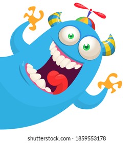 Funny cartoon monster. Illustration of cute monster creature. Halloween design