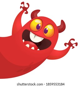 Funny cartoon monster. Illustration of cute monster creature. Halloween design