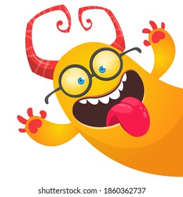 Funny cartoon monster. Illustration of cute monster creature. Halloween design