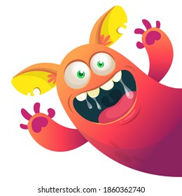 Funny cartoon monster. Illustration of cute monster creature. Halloween design