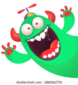Funny cartoon monster. Illustration of cute monster creature. Halloween design