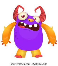 Funny cartoon monster. Illustration of cute monster creature. Great for Halloween design, package or kids decorations