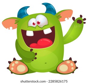 Funny cartoon monster. Illustration of cute monster creature. Great for Halloween design, package or kids decorations