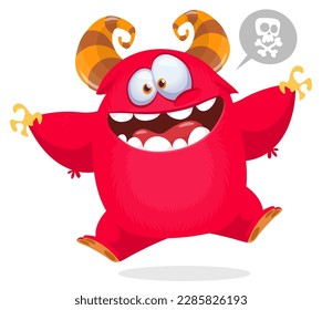 Funny cartoon monster. Illustration of cute monster creature. Great for Halloween design, package or kids decorations