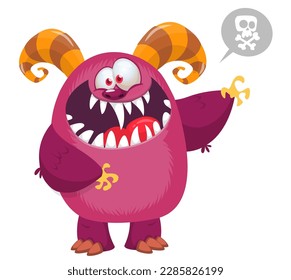 Funny cartoon monster. Illustration of cute monster creature. Great for Halloween design, package or kids decorations