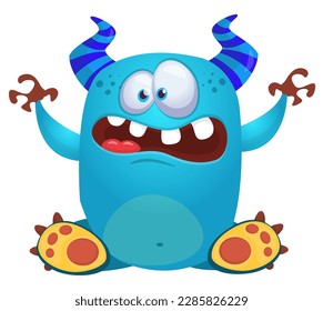 Funny cartoon monster. Illustration of cute monster creature. Great for Halloween design, package or kids decorations