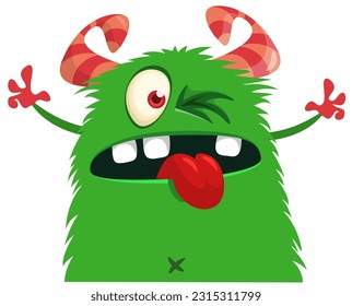 Funny cartoon monster illustration. For Halloween party decoration or package design