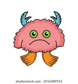 Funny cartoon monster illustration isolated on a white background. cute pink monster cartoon illustration element design